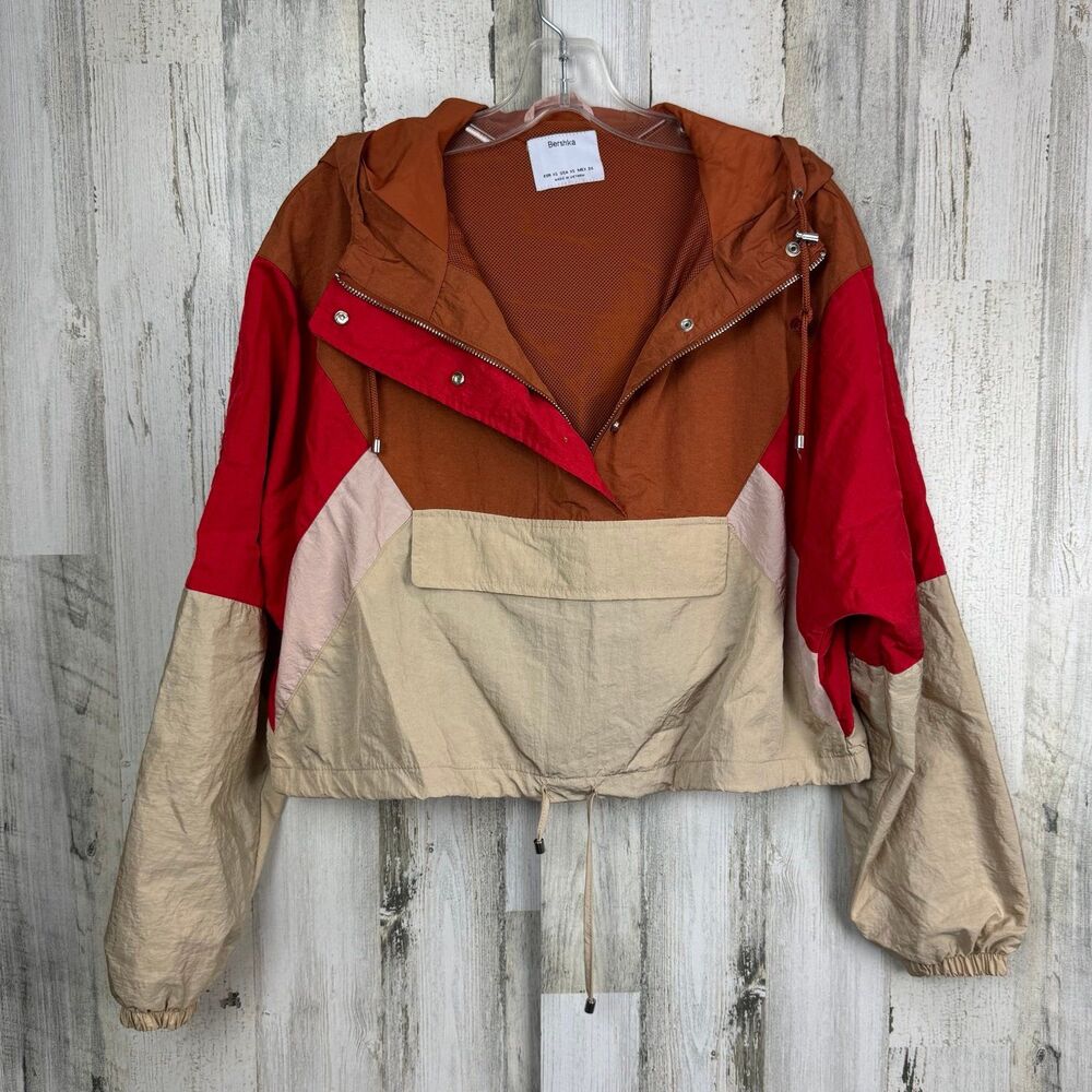 Bershka color block crop windbreaker jacket size XS - Picture 1 of 8